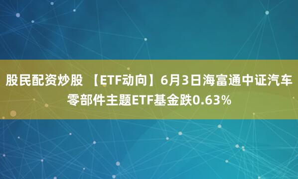 股民配资炒股 【ETF动向】6月3日海富通中证汽车零部件主题ETF基金跌0.63%